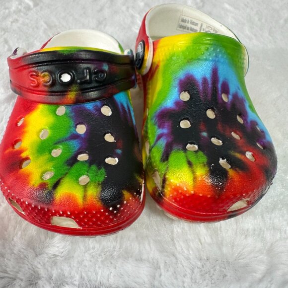 Rainbow Crocs Classic Clogs Sz C5 Colorful Tie-Dye Little Kids' (Ages 1-5) - Picture 8 of 8
